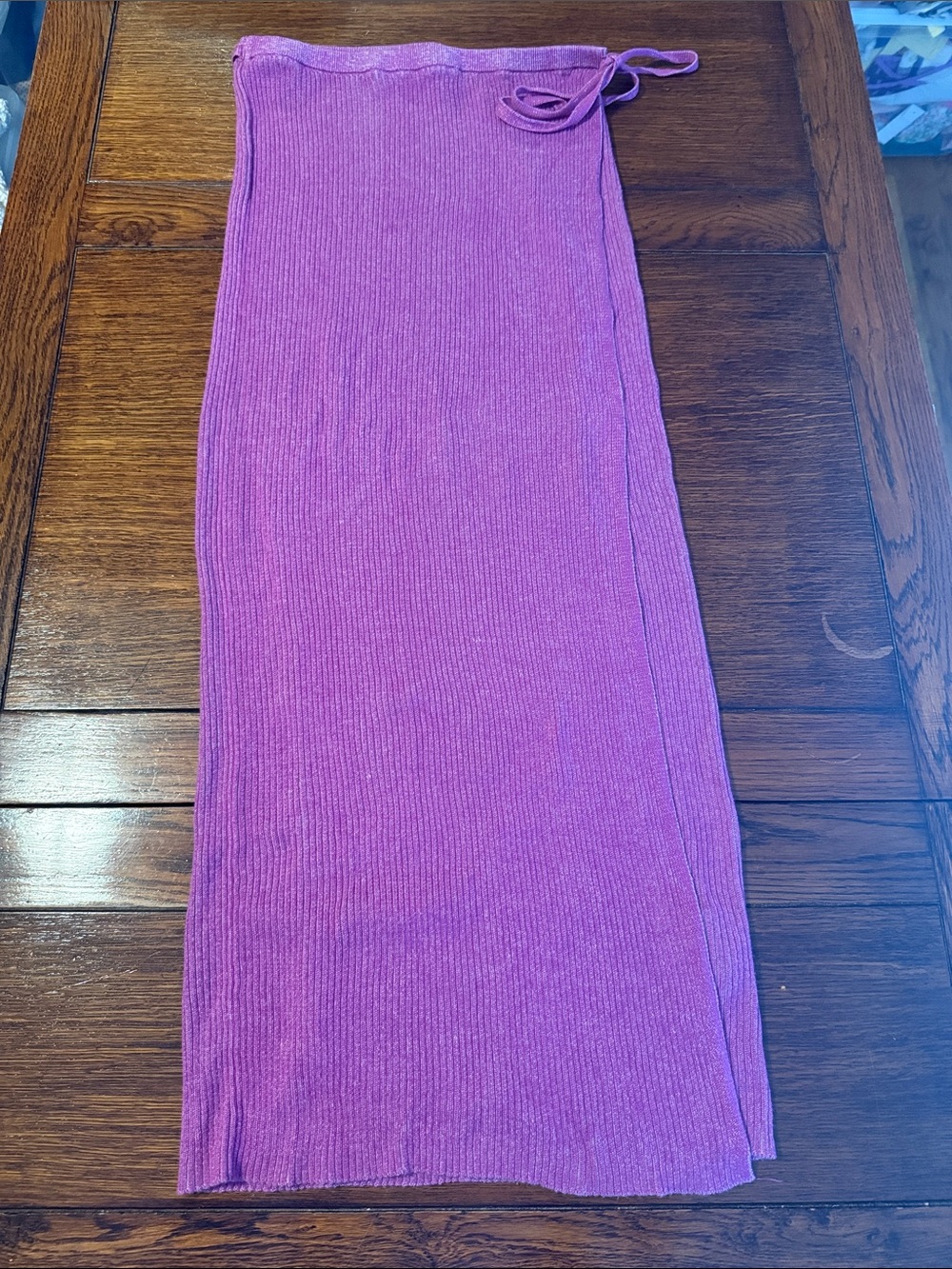 Free People Magenta Ribbed Maxi Skirt with Side Tie